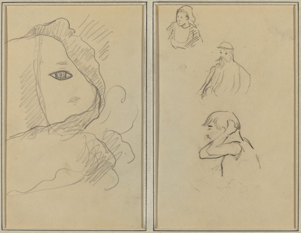 Eye and Part of Face; A Breton Woman and Two Men [recto], 1884-1888.