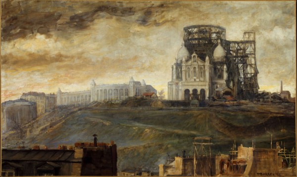 Montmartre hill with Sacre-Coeur under construction, c1890.