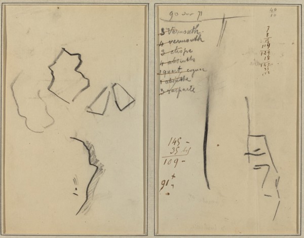 A Profile and Four Shapes; Sketch of a Man's Head [recto], 1884-1888.