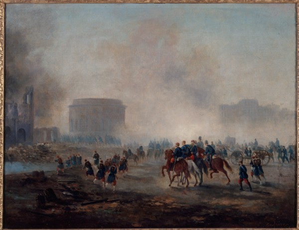 The Rotonde de la Villette surrounded by Versailles troops, 1871.