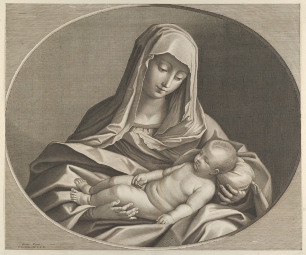 The Virgin holding the sleeping infant Christ on her lap, after Reni, 1741-84.