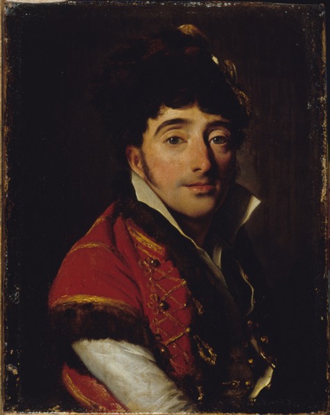 Portrait d'un acteur, en veste rouge bordée de fourrure, c1800.