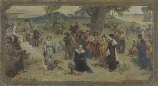 Sketch for the town hall of Bois-Colombes: the five continents, 1919.