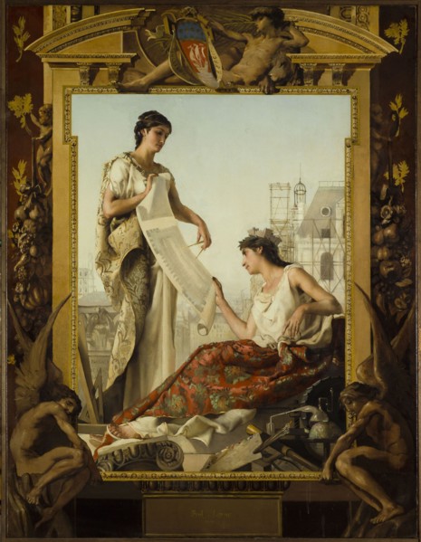 Allegory of construction of the new Hotel de Ville, 1881.