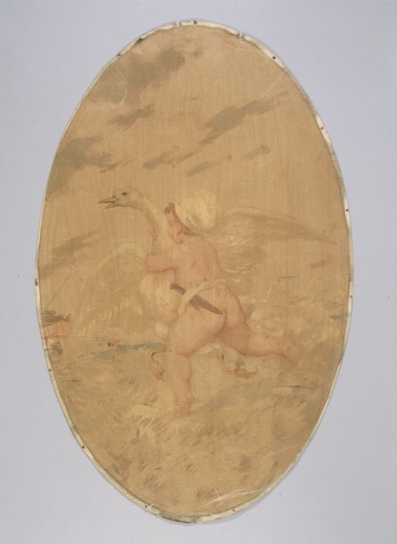 Putto cook pursuing a goose. Decorative painting for the Café de Paris, c1900.