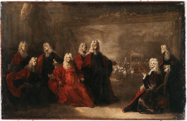 Sketch for aldermen celebrating the arrival of the infant, 1722.
