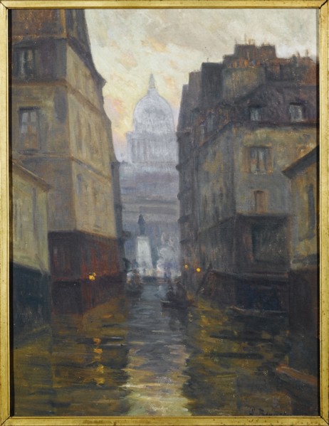 Rue du Haut-Pavé towards Place Maubert (floods from 1910), 1910.