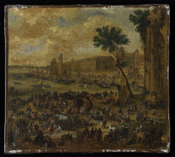 The Louvre and Waterfront Gallery, seen from the Pont-Neuf, around 1650.