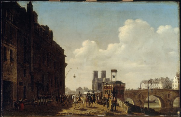 The emperor visiting the hall of wines and brandy. (Paris wine hall), 1811.
