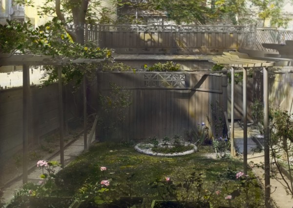 Unidentified backyard garden, probably in New York, New York, c1922.