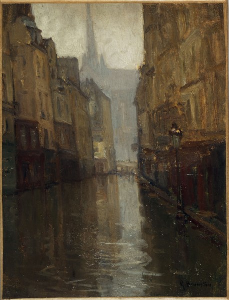 Rue du Haut-Pavé towards the Quai de Montebello (floods of 1910), 1910.