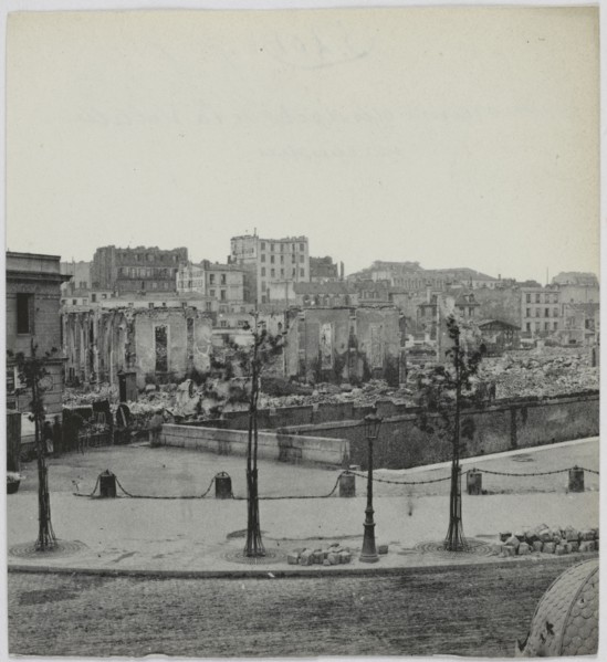 Panorama of the burnt-out La Villette docks, 19th arrondissement, Paris, 1871.