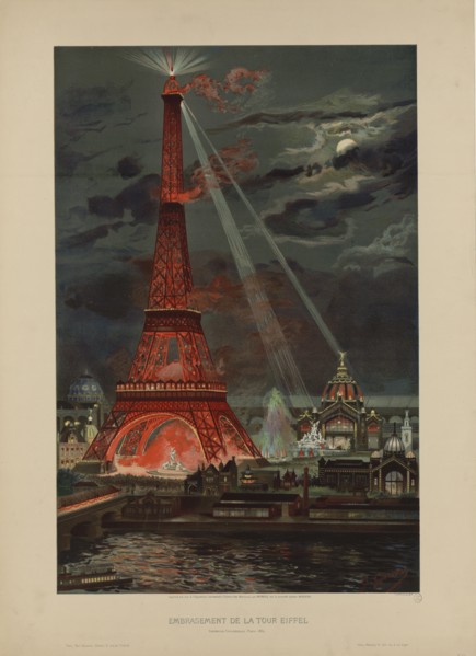 Embrasement de la Tour Eiffel, Exposition universelle de 1889, 1889. Private Collection.