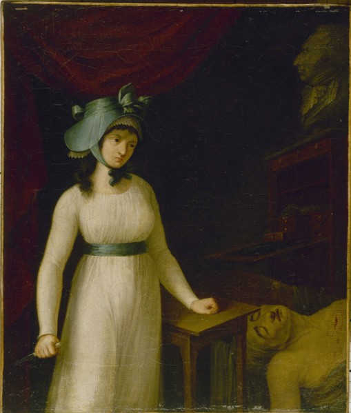 Portrait of Charlotte Corday (1768-1793) in the moment after she assassinated Marat, c1793.