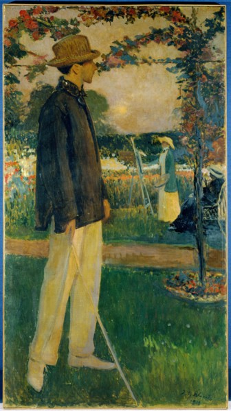 Portrait of Jean Cocteau (1889-1963), writer, in the Garden of Offranville, 1913.