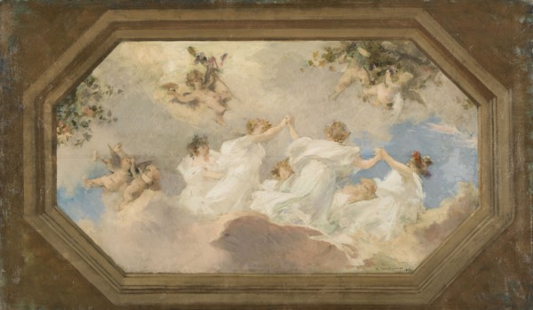 Sketch for the town hall of Suresnes: Circle of bacchantes (central ceiling), 1898.
