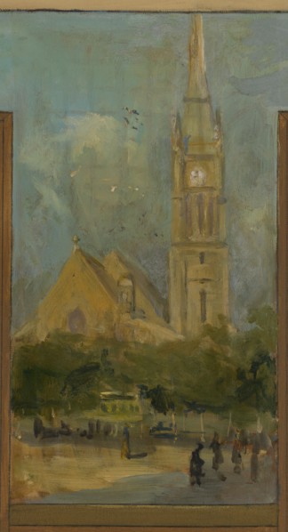Sketch for the town hall of Vanves. Views of Vanves with the Church of Vanves, 1902.