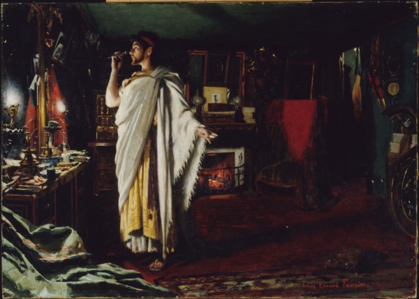 Mounet-Sully putting on makeup in her dressing room before a performance of "Oedipus the King", 1893.