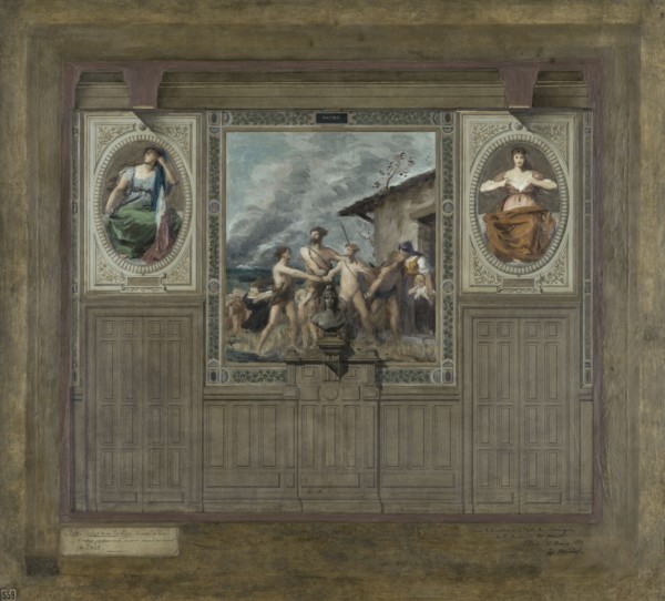 Esquisse pour la mairie du 20ème arrondissement : Patriotisme, Patrie, Dévouement, 1884.