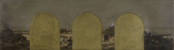 Sketch for the office of the prefect of the Hotel de Ville in Paris: Battery on the rampart..., 1889 Creator: Raoul Arus.