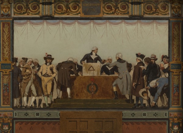 Sketch for the reception hall of the town hall of the 20th arrondissement: Birth, homeland, duty, rights, 1884.