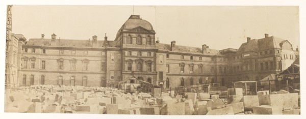 Panorama: works at the Louvre towards the Pavillon de l'Horloge, 1st arrondissement, Paris, end 1854.
