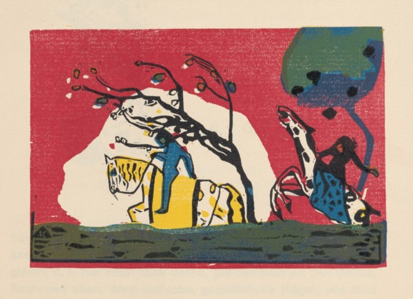Two Riders Before Red (Zwei Reiter vor Rot). From Klänge (Sounds) , 1913. Private Collection.