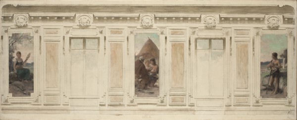 Esquisse pour la salle des mariages de la mairie de Courbevoie : Fileuse. Le mariage. Berger, 1884.
