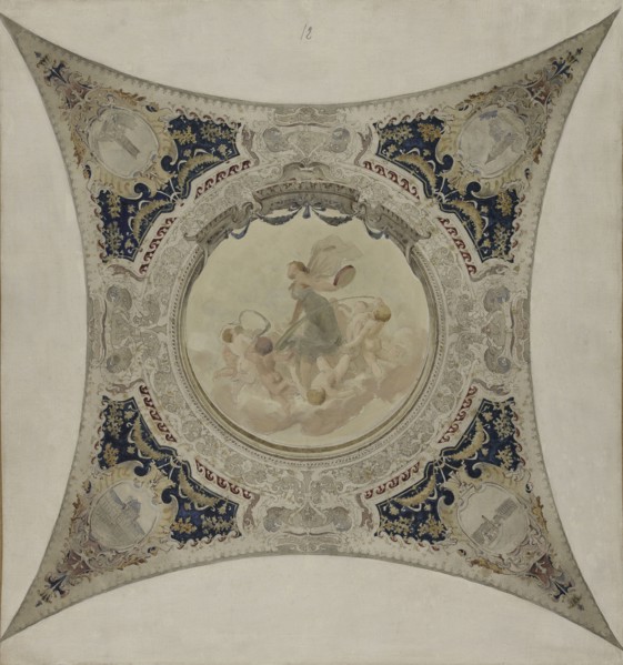 Sketch for the Lobau gallery at the Hotel de Ville in Paris: The tambourine, the monuments of Paris, 1890.