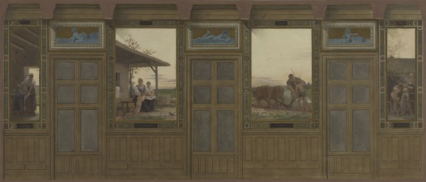 Esquisse pour la mairie du 20ème arrondissement : Les soins domestiques, l'instruction, le travail, l'éducation, 1884.