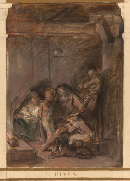 Sketch for the reception hall of the town hall in the 4th arrondissement: Autumn. Winter. Water. The night., 1884.