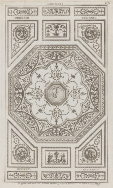 Ceiling Ornament, nos. CCCXXII-CCCXXVI ("Designs for Various Ornaments," pl. 50), February 27, 1791.