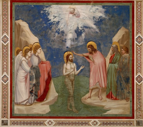 Baptism of Christ (From the cycles of The Life of Christ), 1304-1306. Creator: Giotto di Bondone (1266-1377).