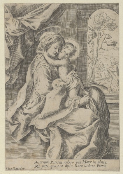 The Virgin seated with the Christ Child on her lap embracing her, St Joseph seen ..., ca. 1600-1640. Creator: Anon.