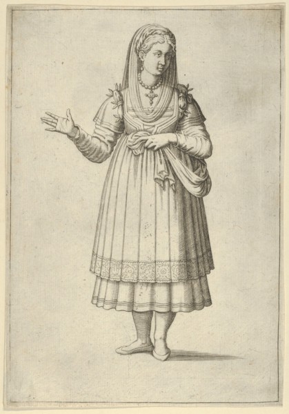 Girl from the Island of Paros, from 'Les quatre premiers livres des navigations et pérégri..., 1568. Creator: Anon.