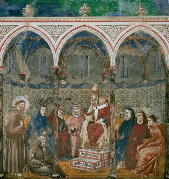 Saint Francis Preaching before Honorius III (from Legend of Saint Francis), 1295-1300. Creator: Giotto di Bondone (1266-1377).