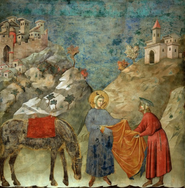 Saint Francis Giving his Mantle to a Poor Man (from Legend of Saint Francis), 1295-1300. Creator: Giotto di Bondone (1266-1377).