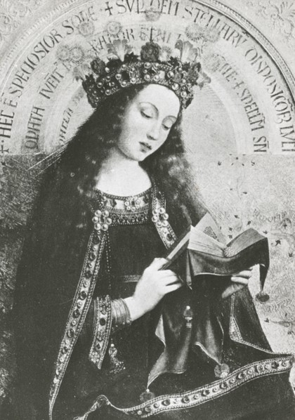 Reproduction of painting showing Virgin Mary. Creator: Frances Benjamin Johnston.