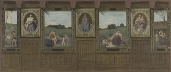 Esquisse pour la mairie du 20ème arrondissement : L'amour, la fidélité, la tendresse..., 1884. Creator: Edouard Michel Lancon.