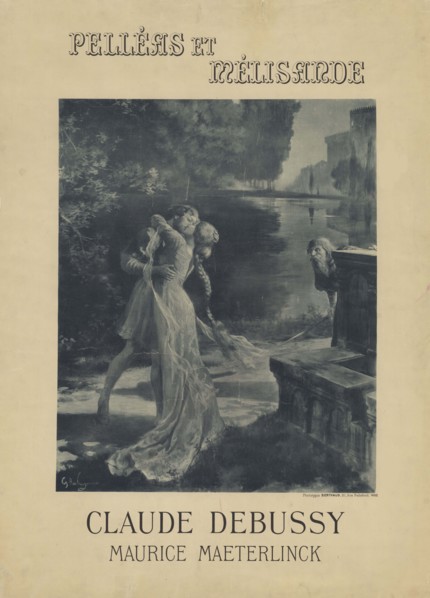 Poster for the prèmiere of the opera "Pelléas et Mélisande" by Claude Debussy and Maurice..., 1902. Creator: Rochegrosse, Georges Antoine (1859-1938).