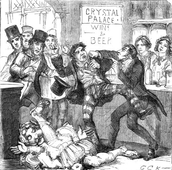 'The Crystal Palace and its Refreshments; Gentlemen Visitors over-refreshed', 1854. Creator: George Cruikshank.