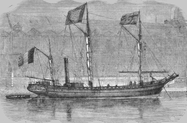 'The London and Paris Steam Boat; moored at St Nicholas Wharf, oposite the Louvre', 1854. Creator: Unknown.