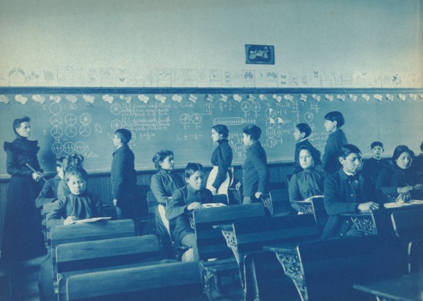 Native Americans during mathematics class at Indian School, Carlisle, Pennsylvania, 1901. Creator: Frances Benjamin Johnston.