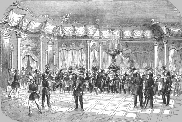 'Banquet given by the Sultan to Prince Napoleon, in the Hall of the Palace of Beylerbey, 8th May 185 Creator: Unknown.