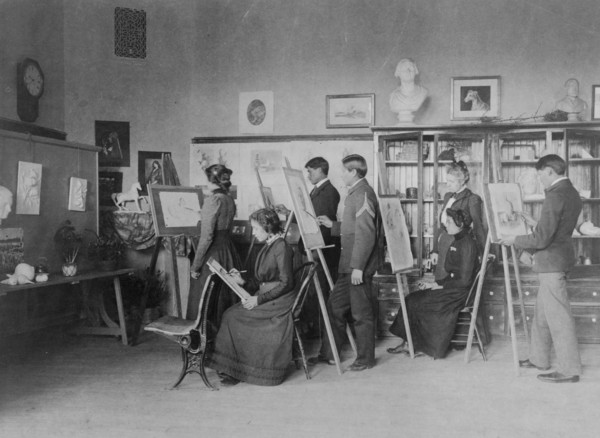 Classroom instruction in art, United States Indian School, Carlisle, Pa., between 1901 and 1903. Creator: Frances Benjamin Johnston.