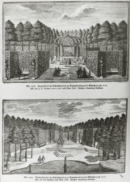 Reproduction of print showing Regelspeil and theater in Nymphenberg garden, Munich..., c1915 - 1925 Creator: Frances Benjamin Johnston.