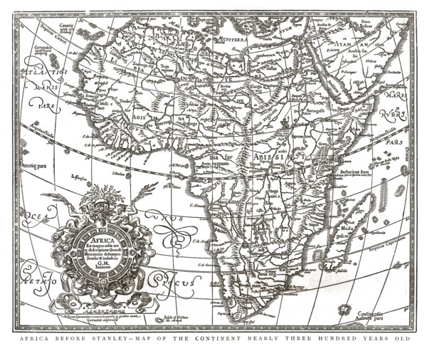 'The Graphic' Stanley Number; 'Africa Before Stanley'--Map of the Continent printed 1609, published  Creator: Unknown.