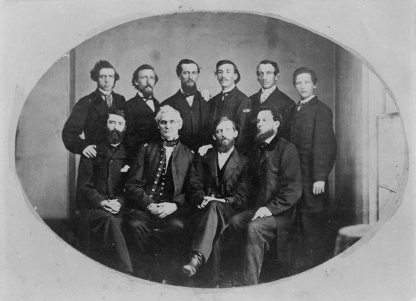 Portrait of ten men including Anderson Doniphan Johnston..., between 1860 and 1880 Creator: Frances Benjamin Johnston.