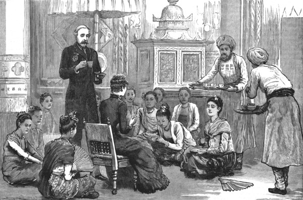 'With Lord Dufferin in Burma - Lady Dufferin Receives the Burmese Ladies', 1886. Creator: Unknown.