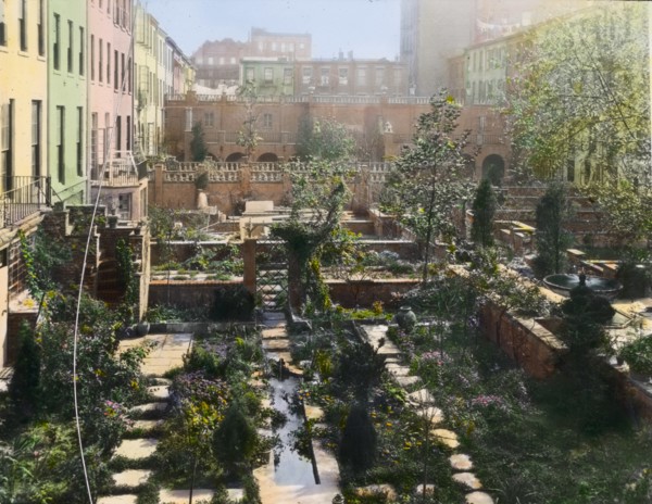 Turtle Bay Gardens, 227-247 East 48th Street and 228-246 East 49th Street, New York, New York, 1920. Creator: Frances Benjamin Johnston.
